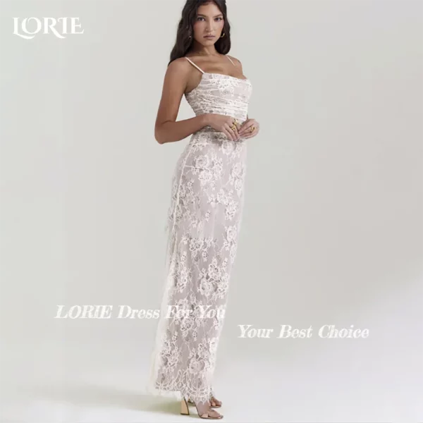 LORIE Lace Women's Wedding Dresses Off Shoulder Square Neck Bride Gown Beach Boho Mermaid Bride Bridal Dress vestidos de novia - obrazek 3