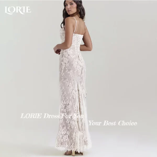 LORIE Lace Women's Wedding Dresses Off Shoulder Square Neck Bride Gown Beach Boho Mermaid Bride Bridal Dress vestidos de novia - obrazek 4