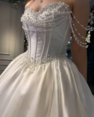 SoDigne A-line Elegant Satin Bride Dresses Sweetheart Sleeveless Pearls Wedding Dress Long Bridal Gown Robe De Mairee Customized 3 S1a9ccab8dfdf463b881f685f5962593dX Cropped 600x750 1