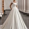 SoDigne Satin Wedding Dress For Women Elegant Cap Sleeves Scoop Neck Flowers Women A-Line Bridal Gown With Pockets Customized 7 S3a3ecc691a2e42cfb4aa8a2baf470e045 Cropped