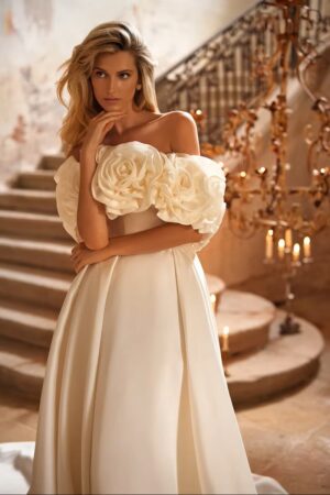 SoDigne Off Shoulder 3D Flower Wedding Dresses A-line Sleeveless Simple Satin Bridal Dress 2025 Long Wedding Gown Robe De Mairee 5 S4a9e75084c4f47cda217aec4433dac29E
