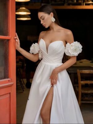 SoDigne Modern Satin Wedding Dresses Sweetheart A-line Elegant Bridal Dress Boho Split Lace Up Wedding Gown Robe De Mairee 5 S4d86c00389ee4564b546590005d9710cn Cropped