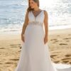 Beach Wedding Dresses Plus Size Deep V Neck Sleeveless Bride Gowns Appliques Back Button Sweep Train A-Line Vestido De Noiva 7 S5392a7d40a4d472aa158106a6fcb8231X Cropped