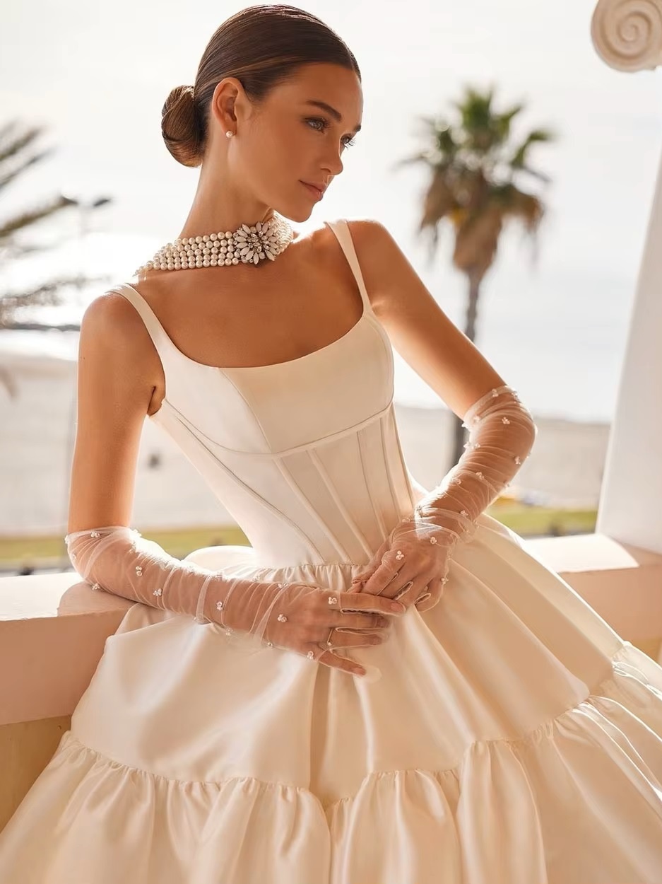 SoDigne Princess Taffeta Bride Dresses For Women Square Neck Wedding Party Dress Backless Bridal Gown robes de mariée Customized 3 SoDigne Princess Taffeta Bride Dresses For Women Square Neck Wedding Party Dress Backless Bridal Gown robes de mariée Customized - obrazek 3