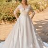 Classic Wedding Dresses 2023 Plus Size V-Neck 3/4 Sleeves Bride Gowns Back Lace-up Lace Applique A-Line Satin Robe De Mariage 6 S6d3bc314bdab425f9fbec762d5cd18d0c Cropped
