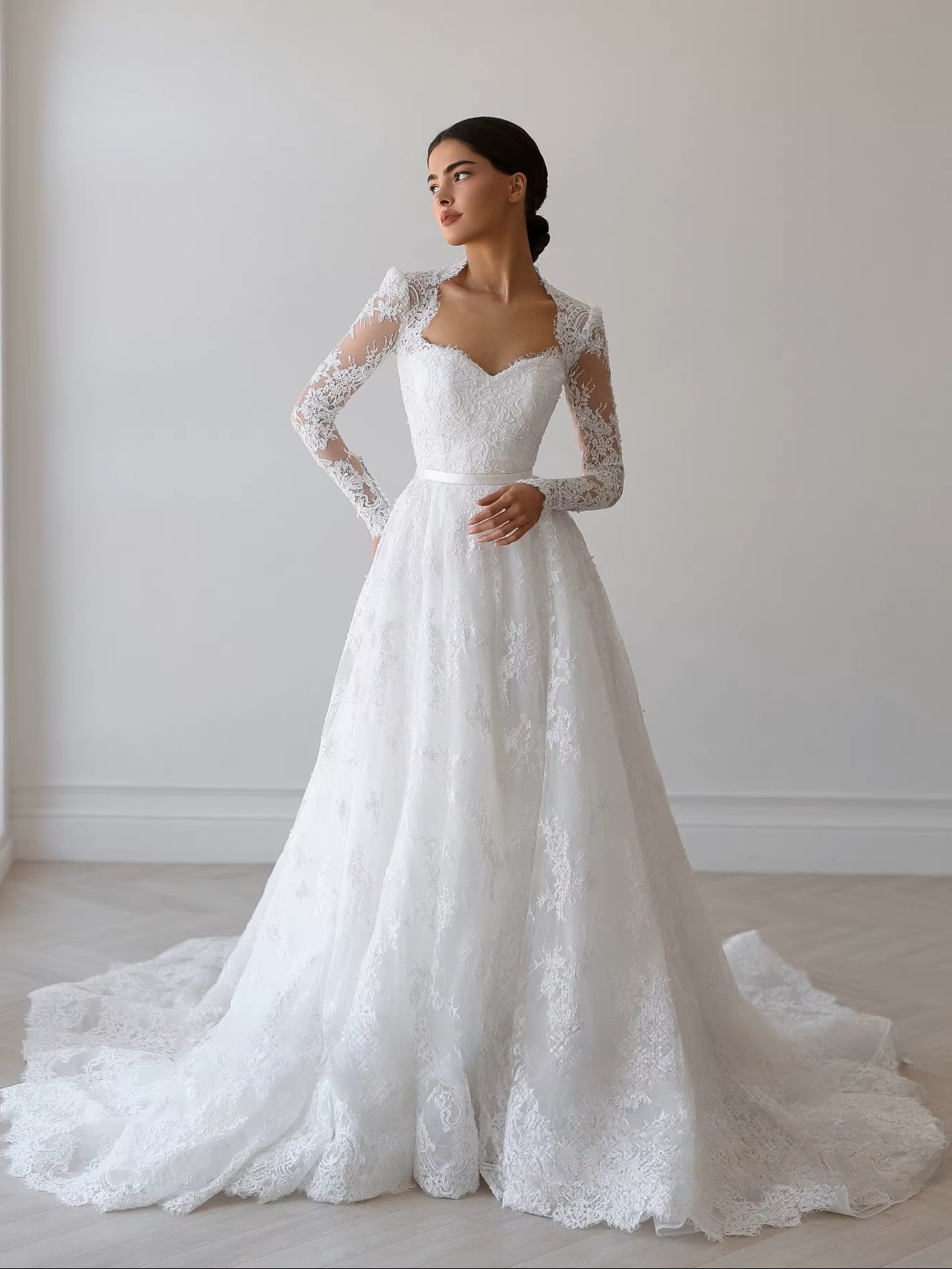 SoDigne A-line Lace Wedding Dress Sweetheart Full Sleeves Bride Dresses 2025 Long Bridal Gowns vestidos de novia Customized 3 SoDigne A-line Lace Wedding Dress Sweetheart Full Sleeves Bride Dresses 2025 Long Bridal Gowns vestidos de novia Customized - obrazek 3
