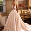 SoDigne A Line Simple Women Wedding Dresses V Neck With Pockets Bridal Dress Backless Sexy Satin Wedding Gowns Customized 5 S8972383bb4d54a569d997e57a660fb5bk Cropped
