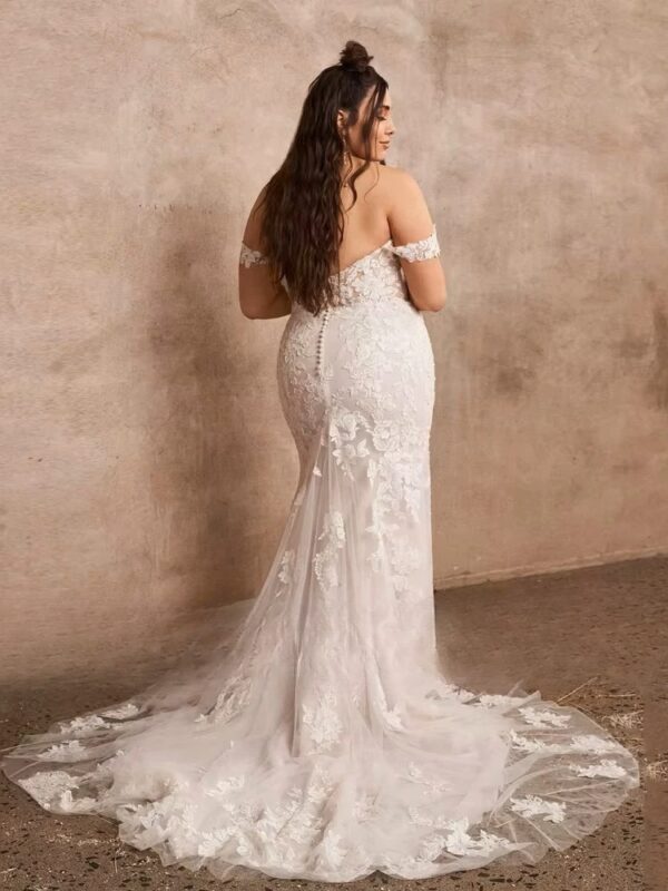 Pastrol Tulle Wedding Dresses Plus Size Sweetheart Neck Sleeveless Bride Gowns Appliques Floor Length Mermaid Vestido De Noiva - obrazek 2