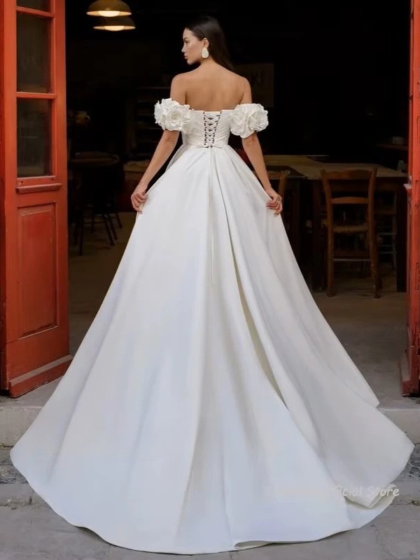 SoDigne Modern Satin Wedding Dresses Sweetheart A-line Elegant Bridal Dress Boho Split Lace Up Wedding Gown Robe De Mairee 2 SoDigne Modern Satin Wedding Dresses Sweetheart A-line Elegant Bridal Dress Boho Split Lace Up Wedding Gown Robe De Mairee - obrazek 2