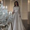 SoDigne A-line Satin Wedding Dresses High Neck Full Sleeves Bridal Dress Beading Long Wedding Gown Robe De Mairee Customized 7 Sa71f207794b847aba1cbfafa6195f300R Cropped