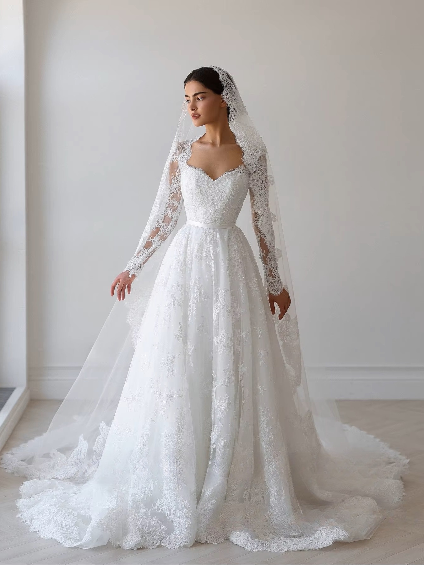SoDigne A-line Lace Wedding Dress Sweetheart Full Sleeves Bride Dresses 2025 Long Bridal Gowns vestidos de novia Customized 1 SoDigne A-line Lace Wedding Dress Sweetheart Full Sleeves Bride Dresses 2025 Long Bridal Gowns vestidos de novia Customized