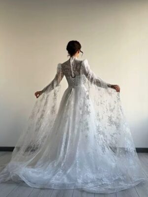 SoDigne A-line Elegant Wedding Dresses Full Sleeves V-Neck Lace Bridal Dress 2025 Long Wedding Gown Robe De Mairee Customized 4 Se11a96cef2bc493d85a955340b0f01caP Cropped