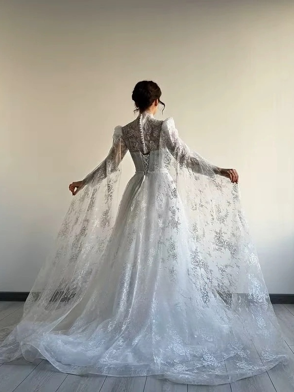 SoDigne A-line Elegant Wedding Dresses Full Sleeves V-Neck Lace Bridal Dress 2025 Long Wedding Gown Robe De Mairee Customized 2 SoDigne A-line Elegant Wedding Dresses Full Sleeves V-Neck Lace Bridal Dress 2025 Long Wedding Gown Robe De Mairee Customized - obrazek 2