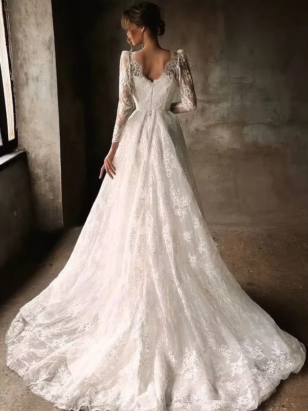 SoDigne A-line Lace Wedding Dresses Sweetheart Full Sleeves Bridal Dress Beach Long Wedding Gown Robe De Mairee Customized 2 SoDigne A-line Lace Wedding Dresses Sweetheart Full Sleeves Bridal Dress Beach Long Wedding Gown Robe De Mairee Customized - obrazek 2