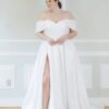 Customize Wedding Dresses Women Plus Size Off The Shoulder V-Neck Bride Gown Satin Side Split A-Line Sweep Train Robe De Mariée 7 Sf504ab2cc2a24ebfa529587bbae6a086x Cropped