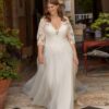 Classic Wedding Dresses Plus Size V-Neck 3/4 Sleeves Bride Gowns Appliques Sweep Train A-Line Organza Vestido De Noiva Ballgown 4 Sf5fac4e5788345eba00fbcedee598752O Cropped