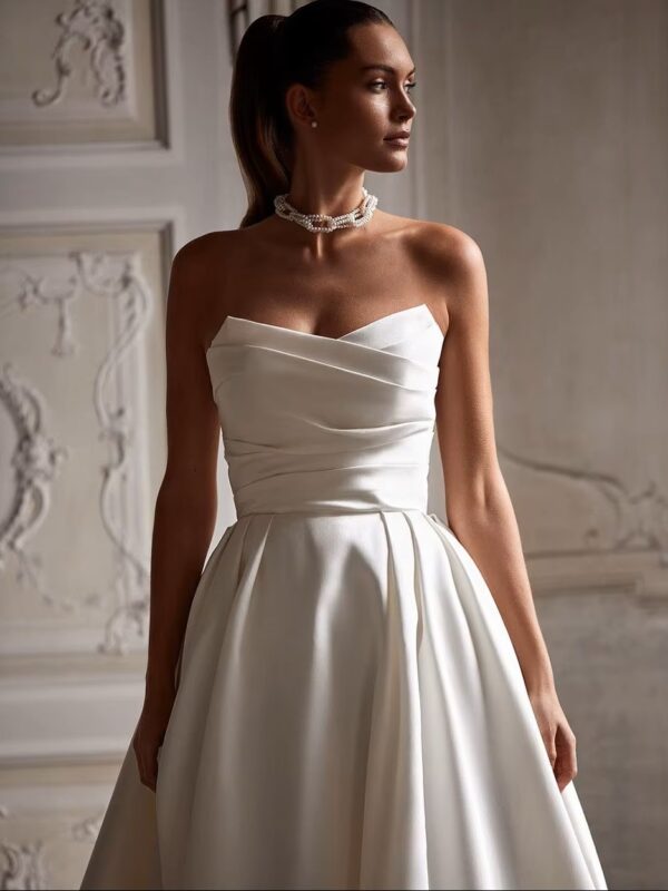 SoDigne Church Simple A Line Wedding Gown For Women Sweetheart Pleats Customized Wedding Dress Long Reception Party Bride Dress - obrazek 2