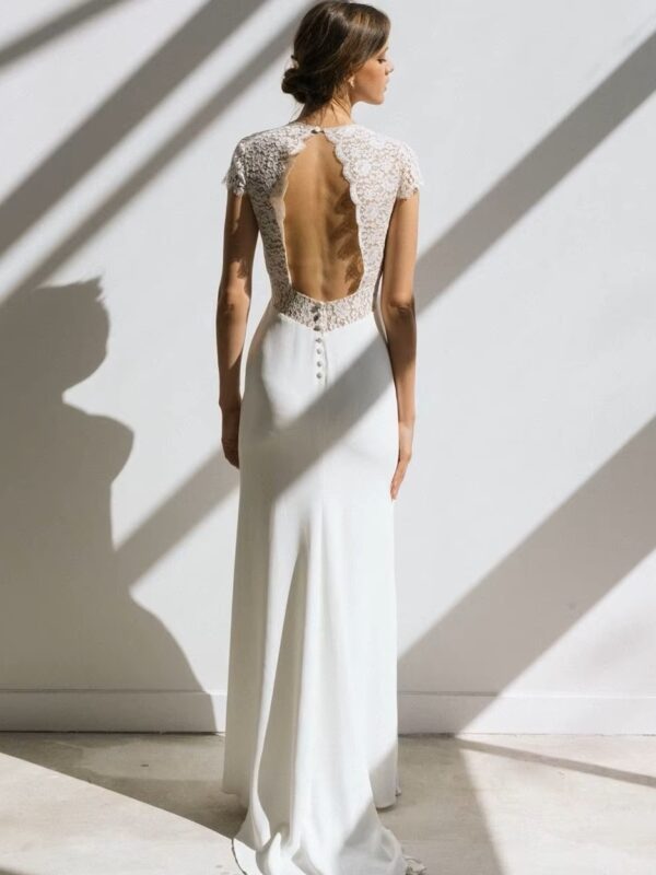 Vintage Boho Wedding Dress Short Sleeve Mermaid Backless Lace Sweep Train Stunning Charming Women Vesditos De Novia Customized - obrazek 2