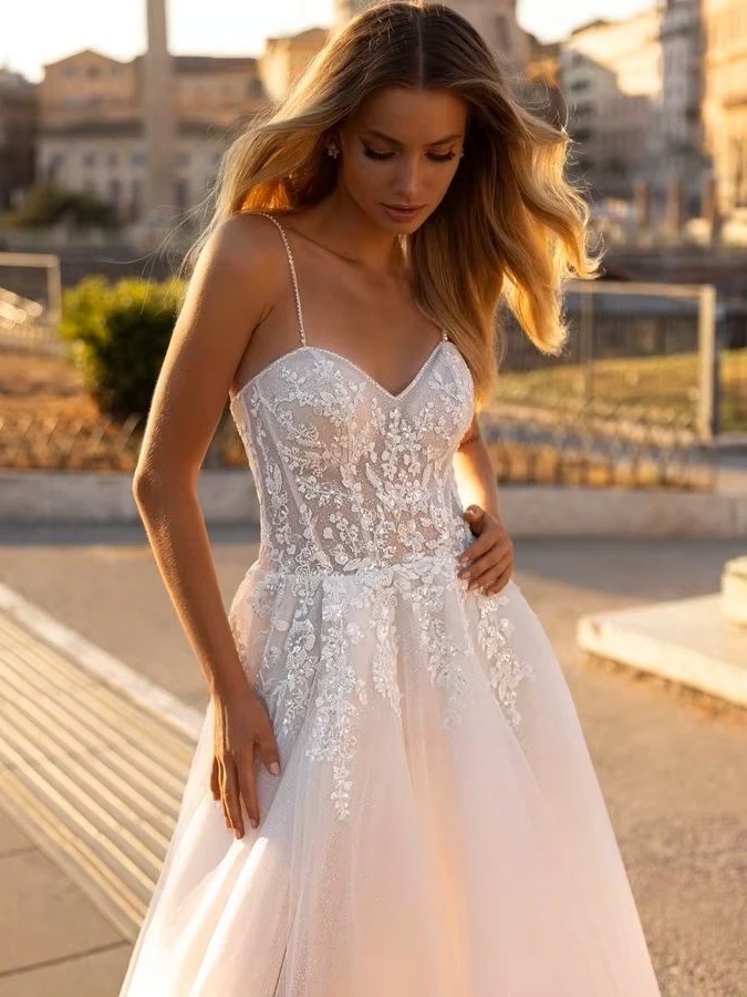 SoDigne A-line Appliques Wedding Dresses Sweetheart Sleeveless Tulle Bride Gowns Split Long Women Bridal Dress robe de mariée 3 SoDigne A-line Appliques Wedding Dresses Sweetheart Sleeveless Tulle Bride Gowns Split Long Women Bridal Dress robe de mariée - obrazek 3
