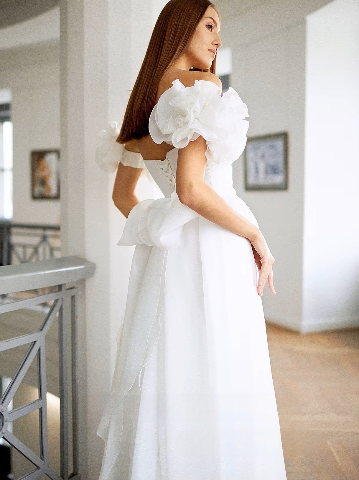SoDigne A-line Organza Wedding Dresses Sweetheart Short Sleeves Bridal Dress Long Wedding Gown Robe De Mairee Customized  3 SoDigne A-line Organza Wedding Dresses Sweetheart Short Sleeves Bridal Dress Long Wedding Gown Robe De Mairee Customized  - obrazek 3