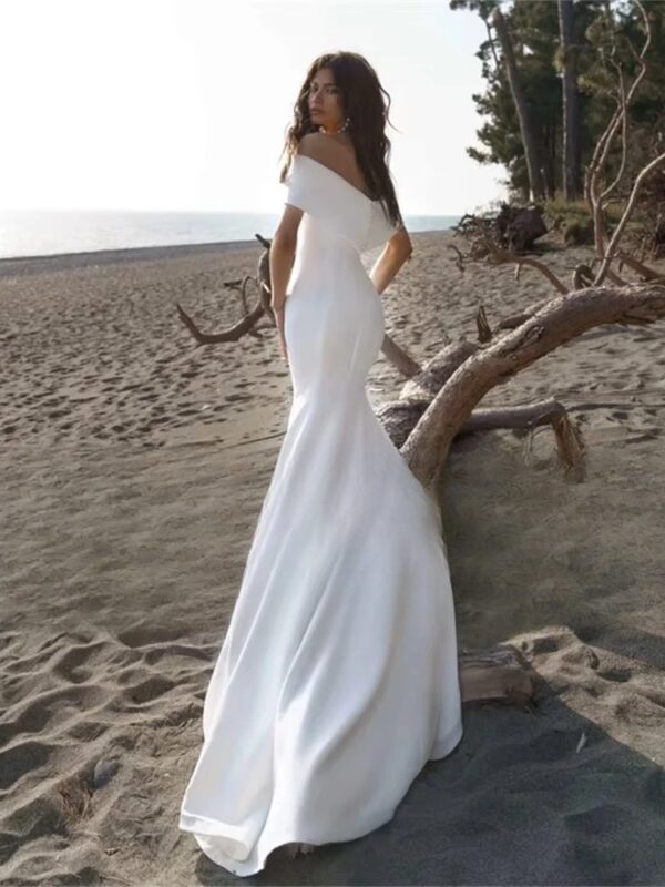 BIGDAY Mermaid Pleat Wedding Dress 2025 Off The Shoulder Open Back Pleat Sweep Train Bridal Gown Vestidos De Noiva Customized - obrazek 2