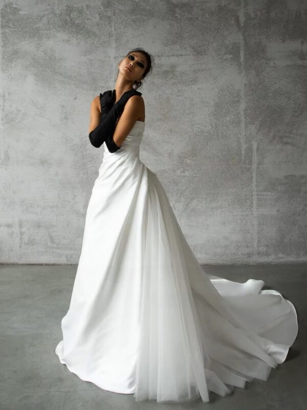 SoDigne A-line Satin Wedding Dress Sweetheart Sleeveless Ruched  Bride Dresses 2025 Bridal Gowns Robe De Mairee Customized - obrazek 3
