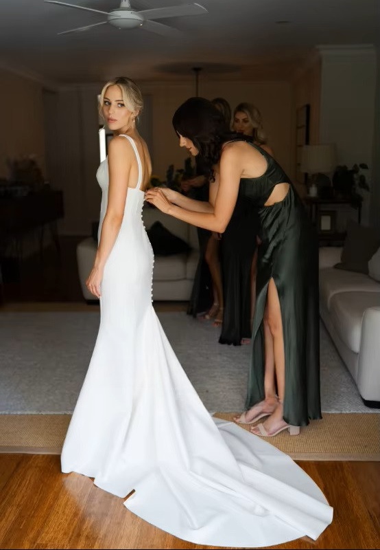 SoDigne Mermaid Simple Satin Wedding Dress Strapless Sleeveless Bride Dresses Beach 2025 Bridal Gowns Robe De Mairee Customized 3 SoDigne Mermaid Simple Satin Wedding Dress Strapless Sleeveless Bride Dresses Beach 2025 Bridal Gowns Robe De Mairee Customized - obrazek 3