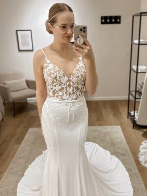 SoDigne Mermaid Satin Appliques Wedding Dresses V Neck Sleeveless Bridal Dress Long Wedding Gown Robe De Mairee Customized  5 S1c8bea5213714373a9b86d1f73416820g1 Cropped