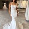 SoDigne Mermaid Satin Boho Wedding Dresses Sleeveless Strapless Appliques Bridal Dress Long Wedding Gown Custom Made  8 S1eb0d141faa042c09aa32cab01100516u Cropped