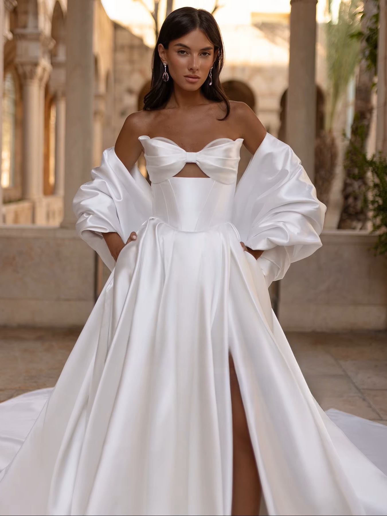 SoDigne A-line Simple Satin Wedding Dresses Sweetheart Sleeveless Bridal Dress Split Wedding Gown Robe De Mairee Customized 3 SoDigne A-line Simple Satin Wedding Dresses Sweetheart Sleeveless Bridal Dress Split Wedding Gown Robe De Mairee Customized - obrazek 3