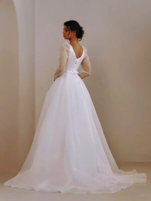 SoDigne A-line Organza Wedding Dresses Square Collar Full Sleeves Bridal Dress Long 2025 Wedding Gown Robe De Mairee Customized 4 S35b746abf3564f58b67c3f1a8f047506Q Cropped