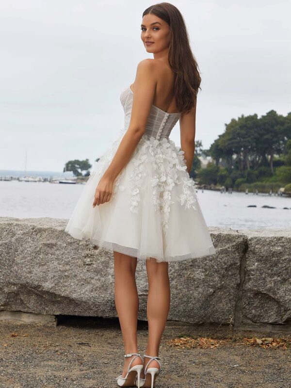SoDigne A-line Tulle Short Wedding Dresses Sweetheart Sleeveless Appliques Bridal Dress Women Mini Wedding Gown Robe De Mairee - obrazek 2