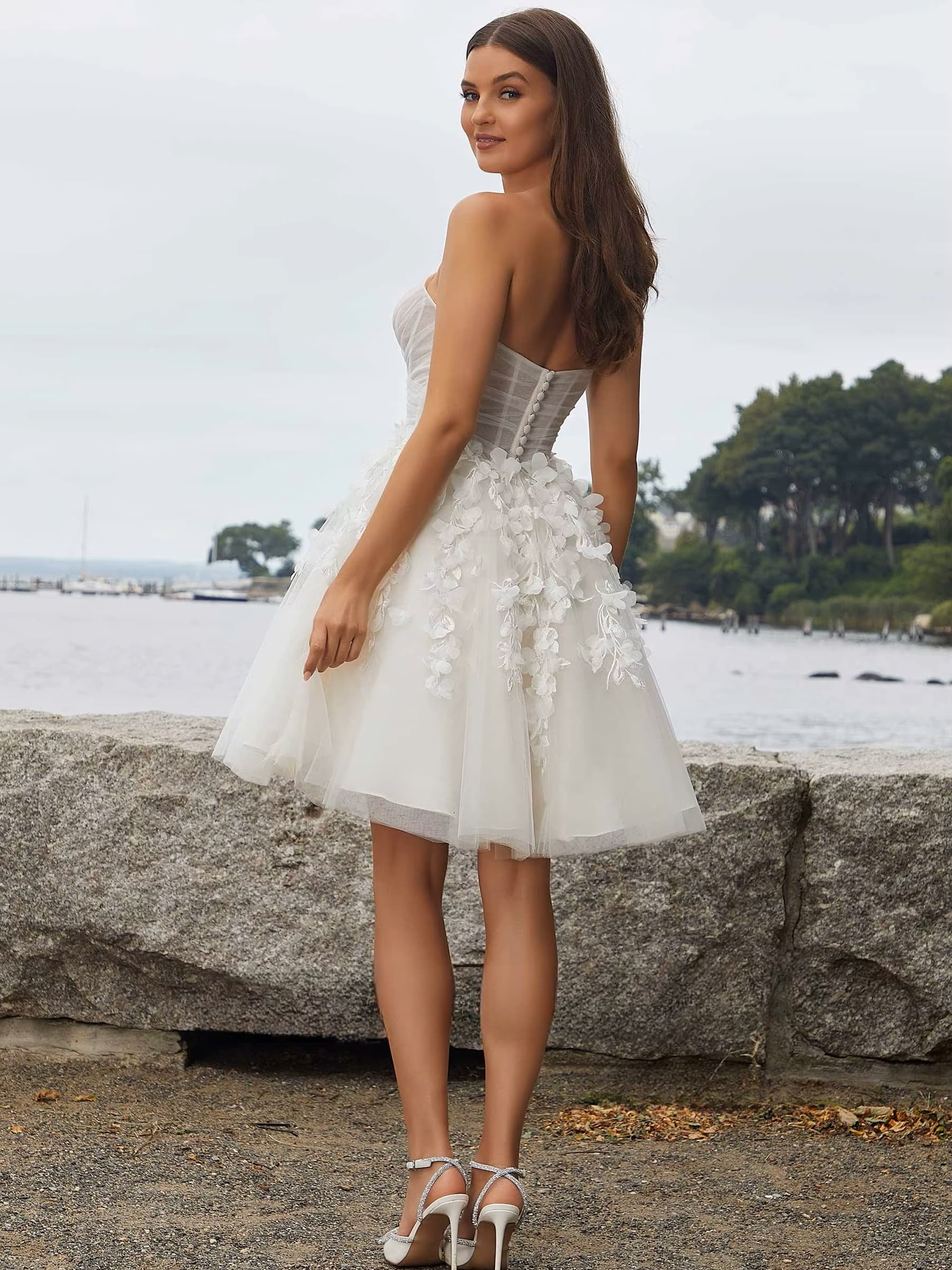 SoDigne A-line Tulle Short Wedding Dresses Sweetheart Sleeveless Appliques Bridal Dress Women Mini Wedding Gown Robe De Mairee 2 SoDigne A-line Tulle Short Wedding Dresses Sweetheart Sleeveless Appliques Bridal Dress Women Mini Wedding Gown Robe De Mairee - obrazek 2