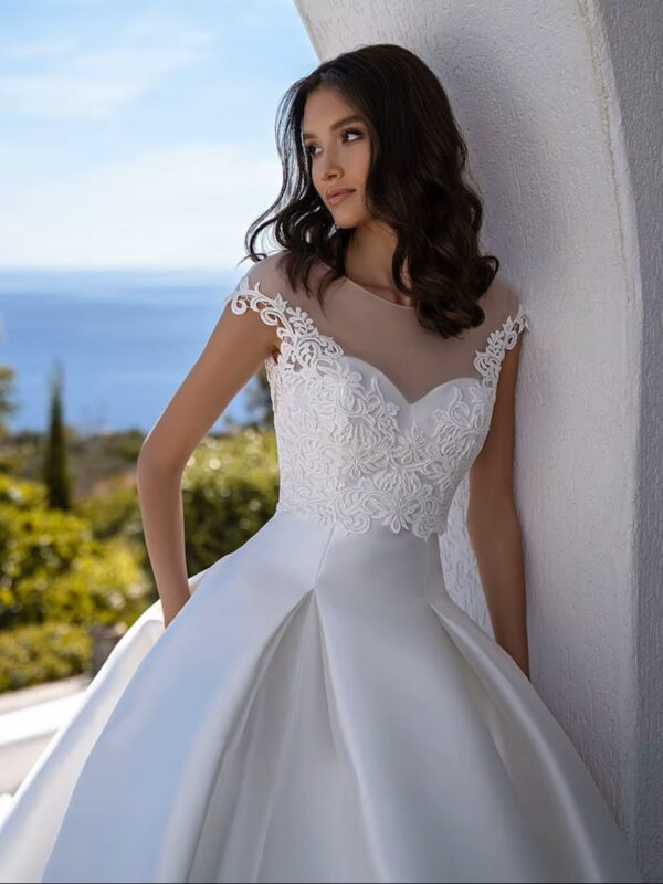 SoDigne Elegant Princess Wedding Dresses With Jacket Satin Scoop Lace Wedding Bridal Gowns Customized Wedding Party Gown - obrazek 3