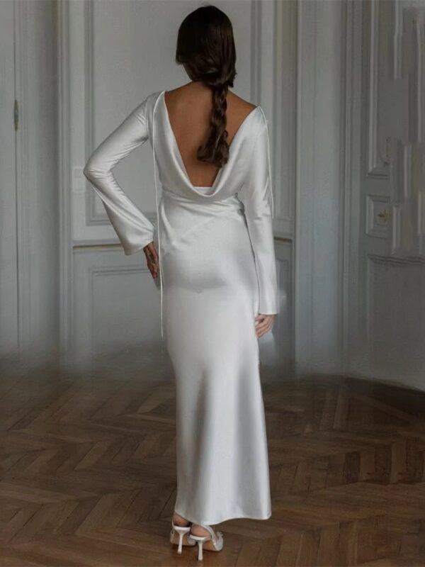 Classic Long Sleeve Mermaid Wedding Dresses Women 2025 O-Neck Open Back Ankle-Length Bridal Gown Vestidos De Noiva Customized - obrazek 2