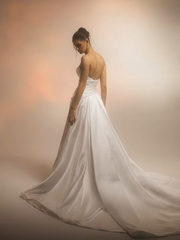 SoDigne A-line Satin Wedding Dresses Sweetheart Sleeveless Ruched Bridal Dress Split Wedding Gown Robe De Mairee Customized 4 SoDigne A-line Satin Wedding Dresses Sweetheart Sleeveless Ruched Bridal Dress Split Wedding Gown Robe De Mairee Customized - obrazek 4