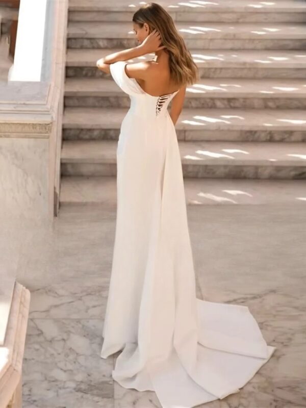 Sexy Mermaid Wedding Dress 2025 Sequined One-Shoulder Sweetheart Split Pleat Open Back Bridal Gowns Vestidos De Noiva Customized - obrazek 2