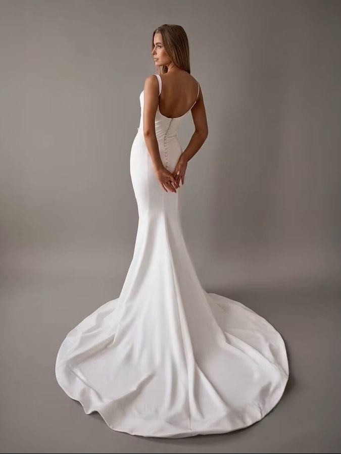 SoDigne Customized Mermaid Simple Wedding Dresses Sweetheart Sleeveless Beading Satin Bridal Dress Women Long Wedding Gown 2 SoDigne Customized Mermaid Simple Wedding Dresses Sweetheart Sleeveless Beading Satin Bridal Dress Women Long Wedding Gown - obrazek 2