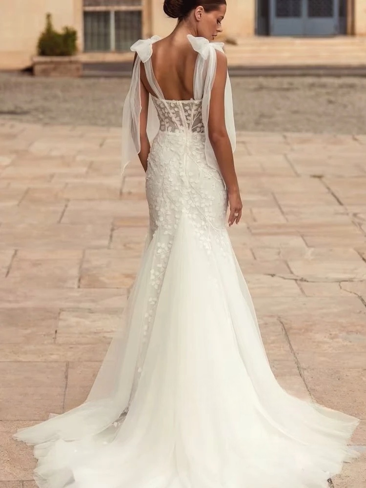 SoDigne Mermaid Tulle Wedding Dresses Sweetheart Sleeveless Elegant Bride Dress Women Bridal Gowns vestidos de novia Customized 2 SoDigne Mermaid Tulle Wedding Dresses Sweetheart Sleeveless Elegant Bride Dress Women Bridal Gowns vestidos de novia Customized - obrazek 2