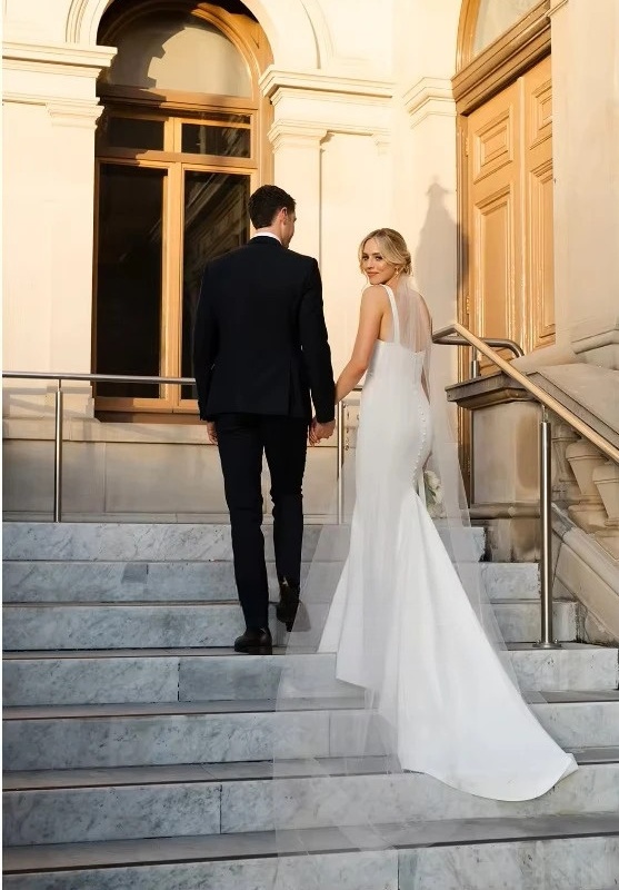 SoDigne Mermaid Simple Satin Wedding Dress Strapless Sleeveless Bride Dresses Beach 2025 Bridal Gowns Robe De Mairee Customized 2 SoDigne Mermaid Simple Satin Wedding Dress Strapless Sleeveless Bride Dresses Beach 2025 Bridal Gowns Robe De Mairee Customized - obrazek 2