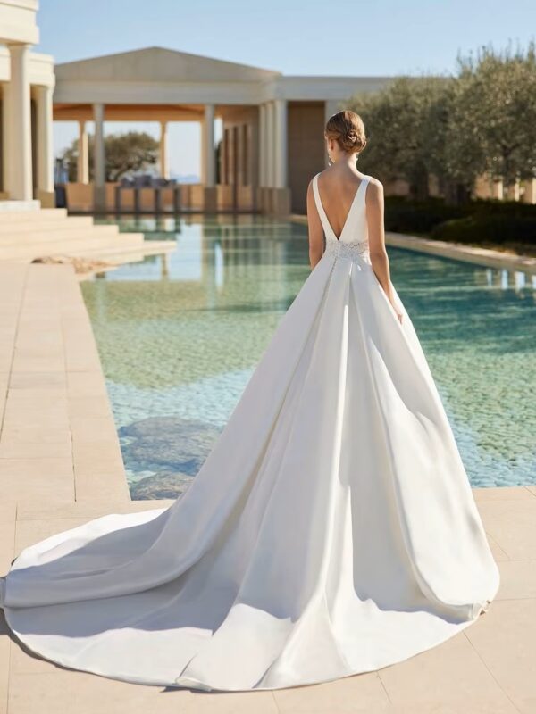SoDigne Modern Satin Wedding Dresses A-Line Sleeveless Vestido De Noiva Women Bridal Dress Princess Wedding Gowns Customized - obrazek 2