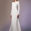 Long Sleeves Mermaid Back Cowl Wedding Dresses O-neck Beach Backless Bridal Party Gown Vestido De Novia Sweep Train Customized