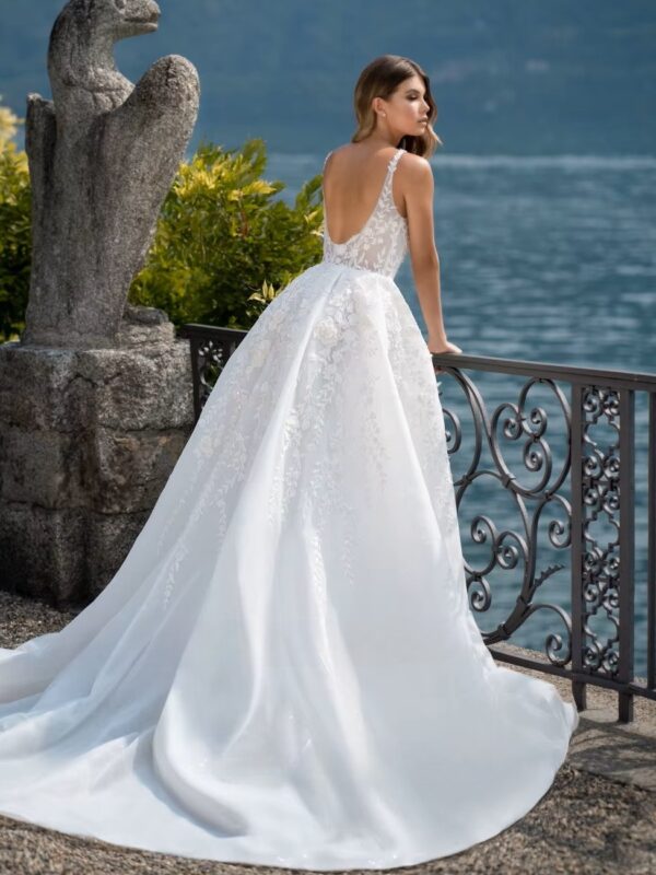 SoDigne Luxury A-line Wedding Dresses Square Collar Sleeveless Bridal Gown Beach Backless Appliques Tulle Split Bridal Dress - obrazek 2