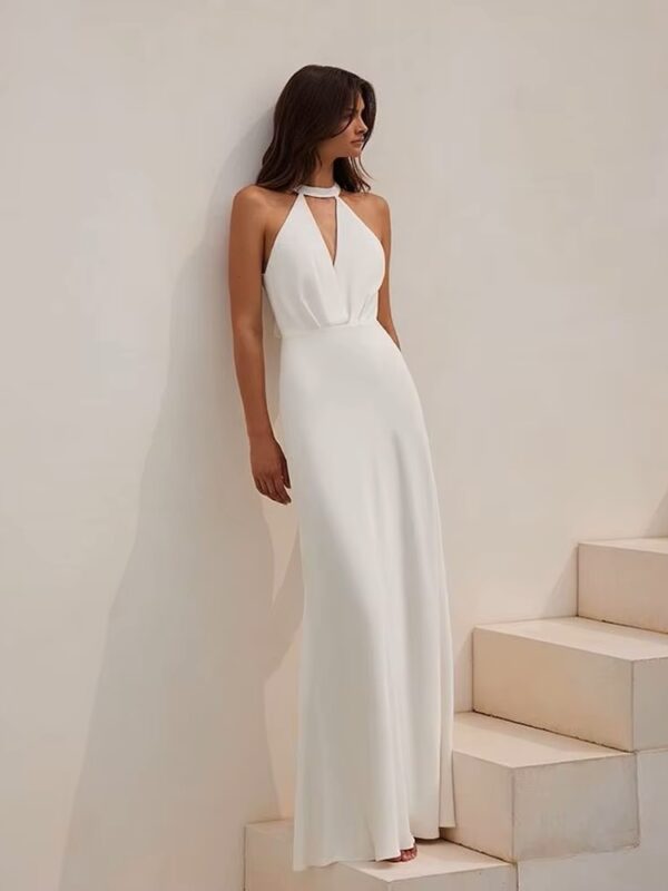SoDigne Simple Beach Wedding Gown 2024 vestidos de fiesta Halter Sleeveless Bride Dress Long Wedding Party Dress Customized - obrazek 2