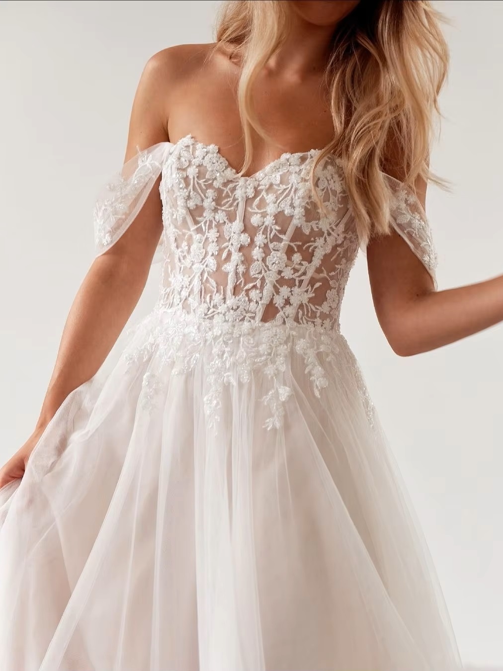 SoDigne Elegant Ivory Vintage Wedding Dresses Off Shoulder A Line Bride Dress For Brides Lace Appliques Bridal Gown Customized 4 SoDigne Elegant Ivory Vintage Wedding Dresses Off  Shoulder A Line Bride Dress For Brides Lace Appliques Bridal Gown Customized - obrazek 4