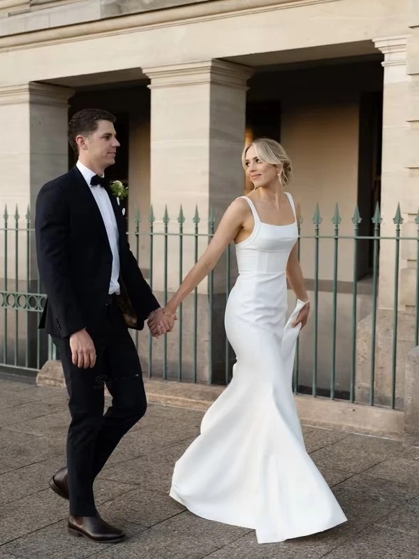 SoDigne Mermaid Simple Satin Wedding Dress Strapless Sleeveless Bride Dresses Beach 2025 Bridal Gowns Robe De Mairee Customized 1 SoDigne Mermaid Simple Satin Wedding Dress Strapless Sleeveless Bride Dresses Beach 2025 Bridal Gowns Robe De Mairee Customized