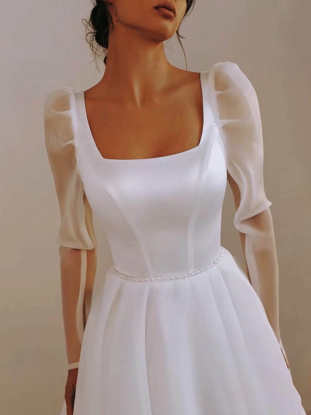 SoDigne A-line Organza Wedding Dresses Square Collar Full Sleeves Bridal Dress Long 2025 Wedding Gown Robe De Mairee Customized 3 SoDigne A-line Organza Wedding Dresses Square Collar Full Sleeves Bridal Dress Long 2025 Wedding Gown Robe De Mairee Customized - obrazek 3