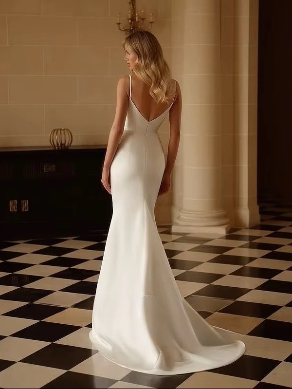 SoDigne Mermaid Satin Wedding Dresses Sweetheart Sleeveless with Shawl Bridal Dress Wedding Gown Robe De Mairee Customized 2 SoDigne Mermaid Satin Wedding Dresses Sweetheart  Sleeveless with Shawl Bridal Dress Wedding Gown Robe De Mairee Customized - obrazek 2