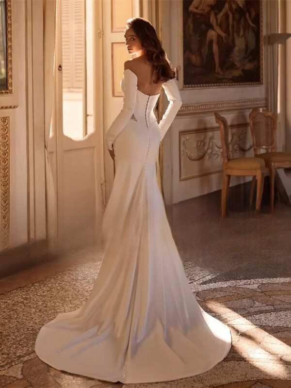 BIGDAY Long Sleeves Beading Mermaid Wedding Dress 2025 Sweetheart Split Pleat Open Back Bridal Gown Vestidos De Noiva Customized - obrazek 2
