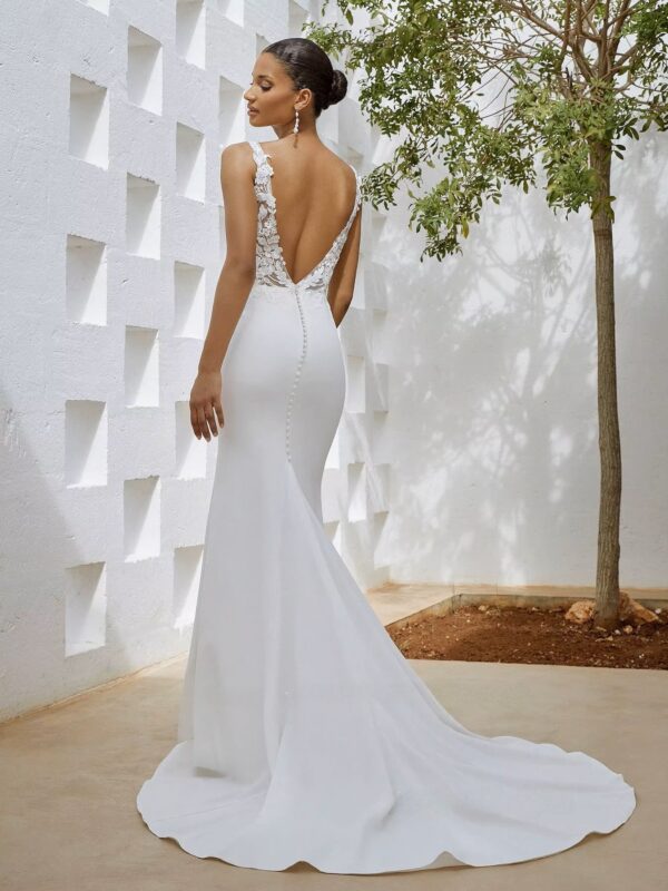 SoDigne Mermaid Wedding Dresses Satin Lace Appliques V-neck Sleeveless Bridal Dress 2024 Bride Gown Long vestidos de novia - obrazek 2